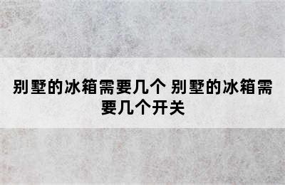 别墅的冰箱需要几个 别墅的冰箱需要几个开关